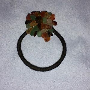 Hair tie with gem bundle accent